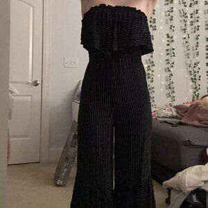 American Eagle Strapless Striped Black Romper